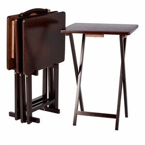 Amazon Basics Classic Foldable TV Dinner Tray Table with Storage Rack,